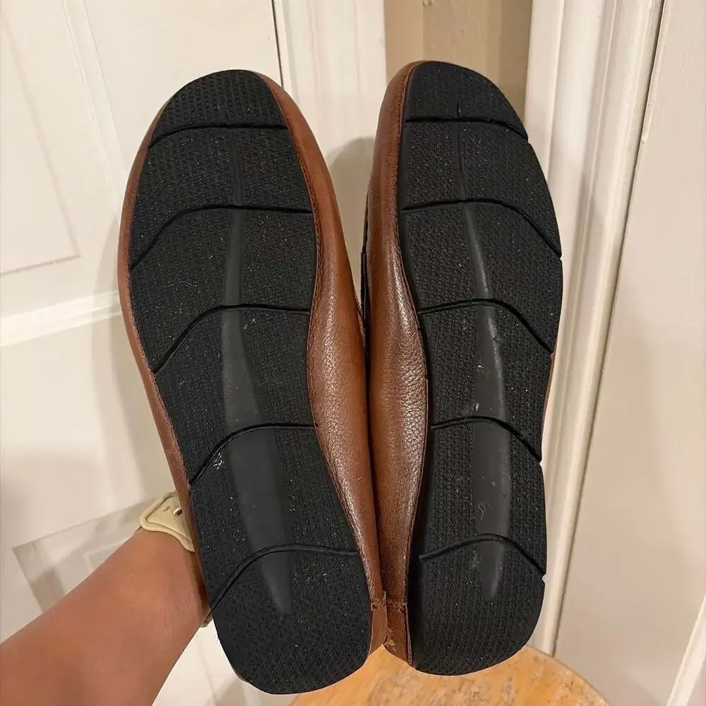 American Classic by DeLaRentis Brown Leather Penny Driver Loafers Men's Shoes